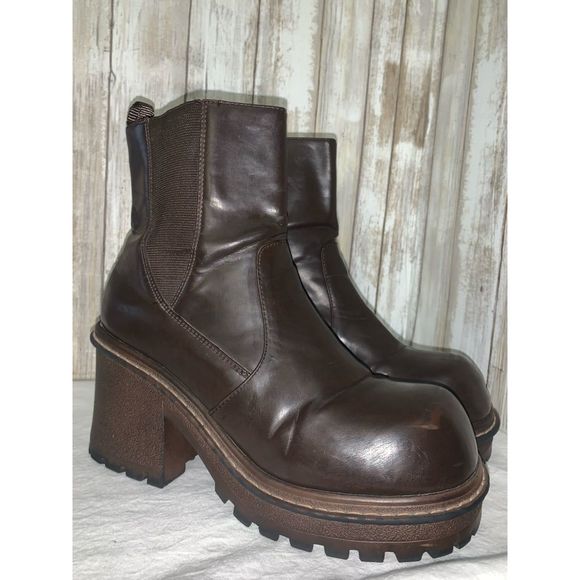 SOLD No Boundaries Vintage Chunky Round Toe Y2k Boots Size 9.5M - Picture 3 of 16